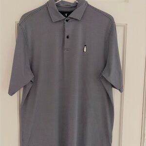 Fairway & Greene Men's Striped Golf Polo Shirt Blue & White Size L Made in USA